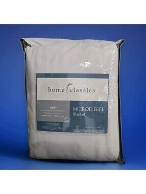Microfleece Blanket Lightweight Soft Home Classics Beige Full/Queen 90x90" New